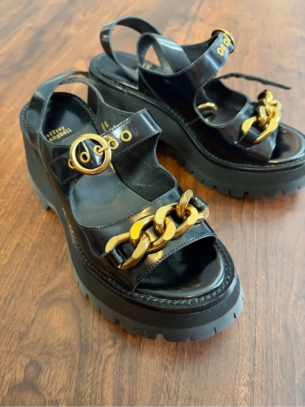 Jeffrey Campbell Claire Chain Platform Sandals Black
